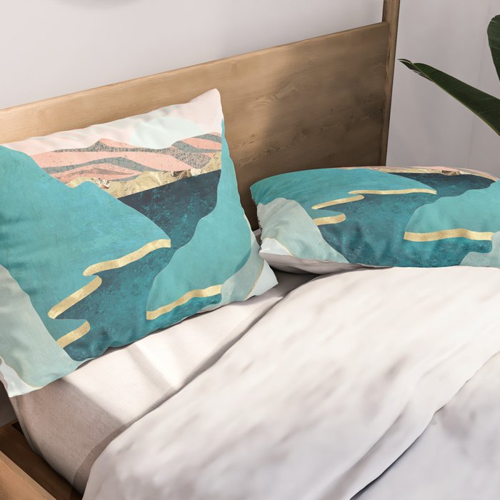 Mint Mountains Pillow Sham Gallery Image 2