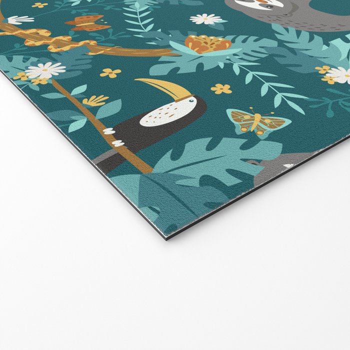 Sloth Hanging in a Teal Forest Welcome Mat Gallery Image 2