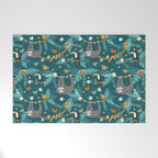 Sloth Hanging in a Teal Forest Welcome Mat Gallery Image 1