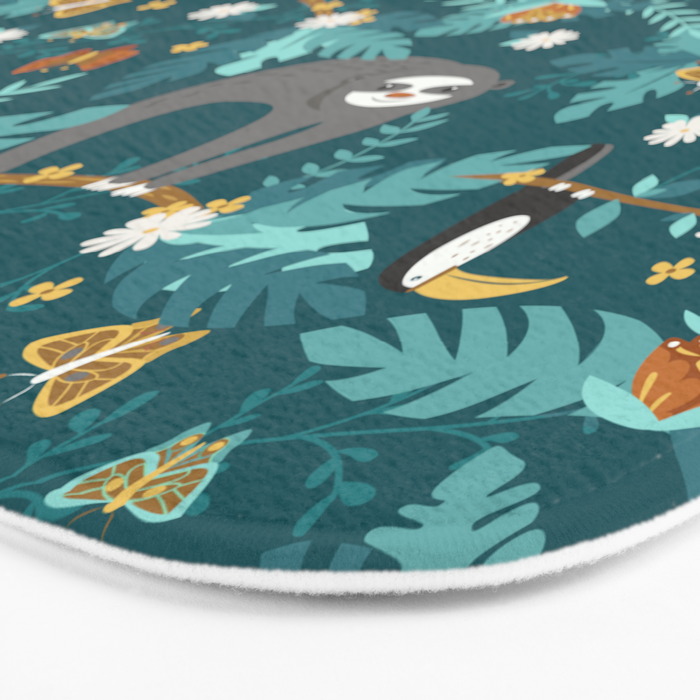 Sloth Hanging in a Teal Forest Bath Mat Gallery Image 3