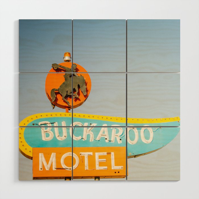 Buckaroo Motel Vintage Sign x Route 66 new Mexico Wood Wall Art Gallery Image 1