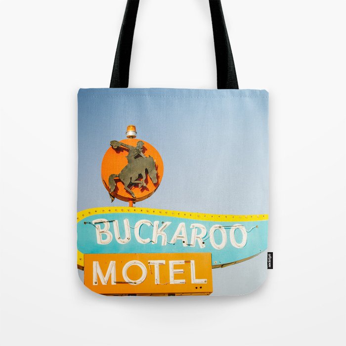 Buckaroo Motel Vintage Sign x Route 66 new Mexico Tote Bag Gallery Image 1