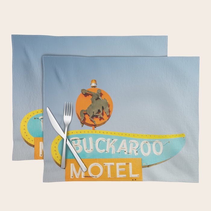 Buckaroo Motel Vintage Sign x Route 66 new Mexico Placemat Gallery Image 1