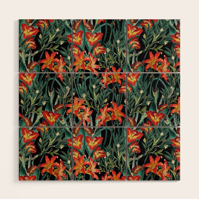 Botanical Night Garden Wood Wall Art Gallery Image 1