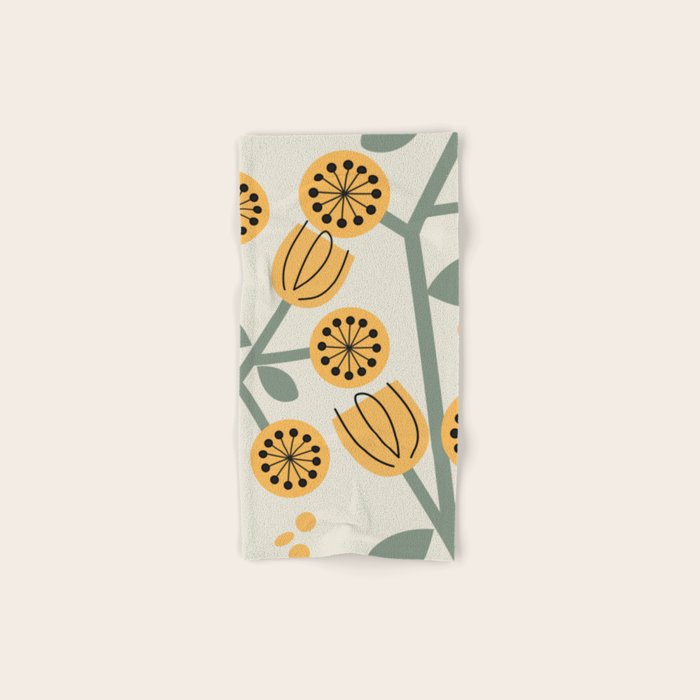 Climbing Flowers in Yellow and Green  Bath Towel Gallery Image 1