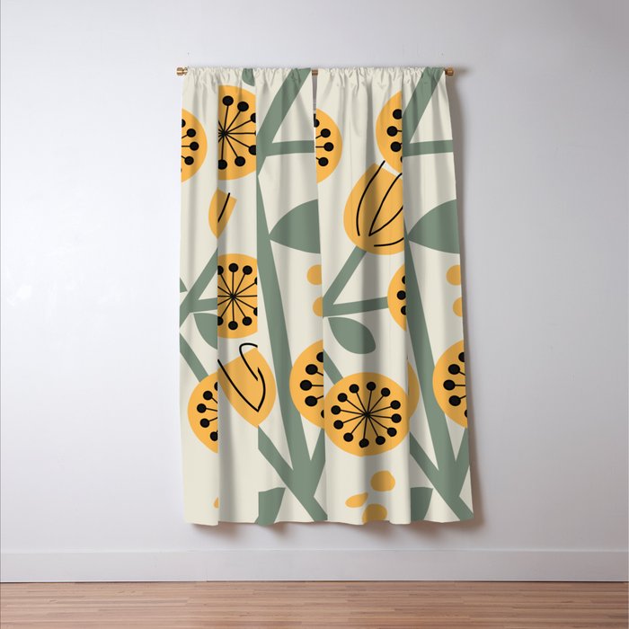 Climbing Flowers in Yellow and Green  Window Curtain Gallery Image 3