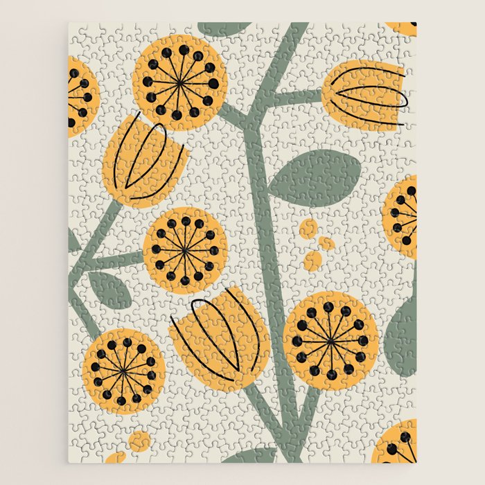 Climbing Flowers in Yellow and Green  Jigsaw Puzzle Gallery Image 1