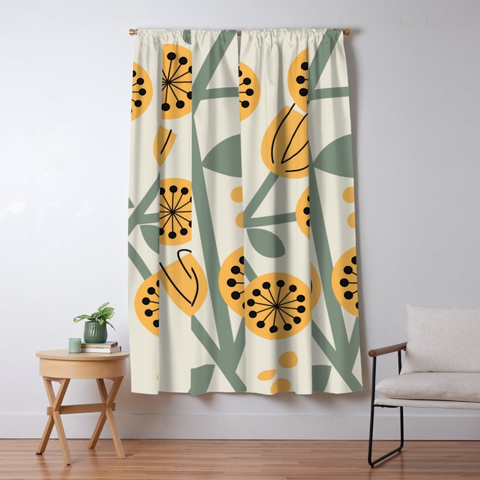 Climbing Flowers in Yellow and Green  Window Curtain Gallery Image 5