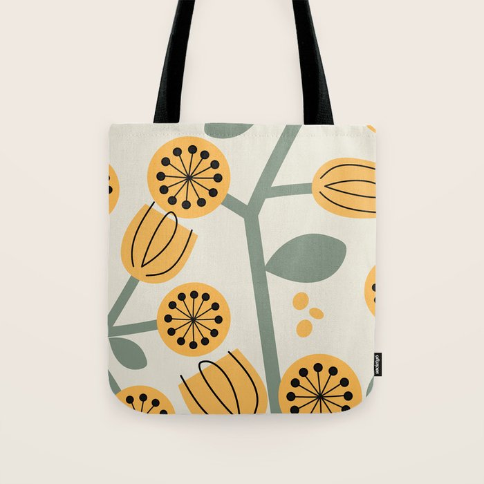 Climbing Flowers in Yellow and Green  Tote Bag Gallery Image 1