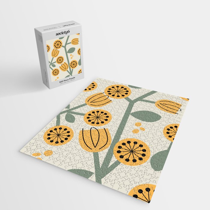 Climbing Flowers in Yellow and Green  Jigsaw Puzzle Gallery Image 2