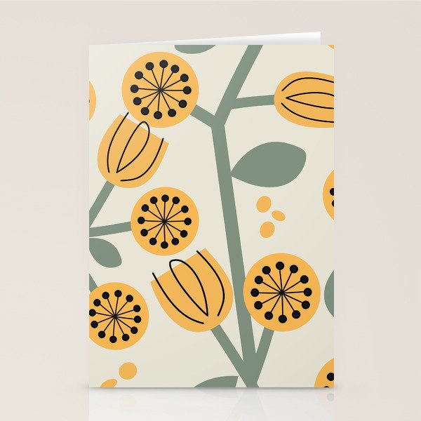 Climbing Flowers in Yellow and Green  Stationery Card Gallery Image 1
