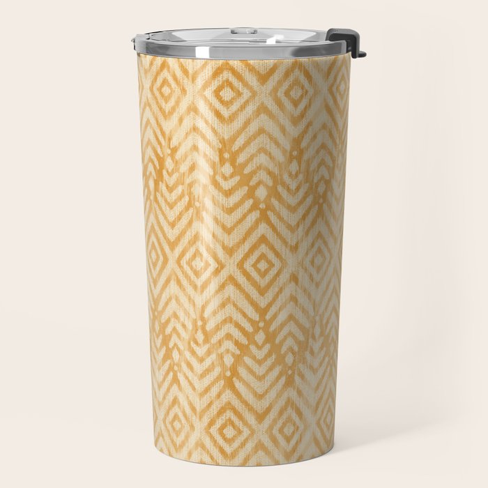 Feather Ikat - marigold and cream  Travel Mug Gallery Image 2