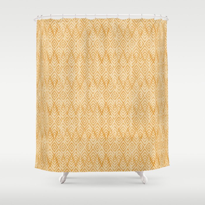 Feather Ikat - marigold and cream  Shower Curtain Gallery Image 1