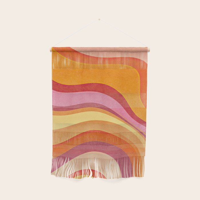 Retro Groovy Wavy Watercolor Color Block Hot Summer Vibes Wall Hanging Gallery Image 1