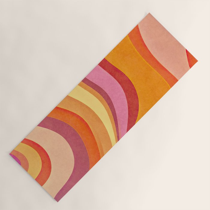 Retro Groovy Wavy Watercolor Color Block Hot Summer Vibes Yoga Mat Gallery Image 1