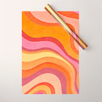 Retro Groovy Wavy Watercolor Color Block Hot Summer Vibes Wrapping Paper Gallery Image 1