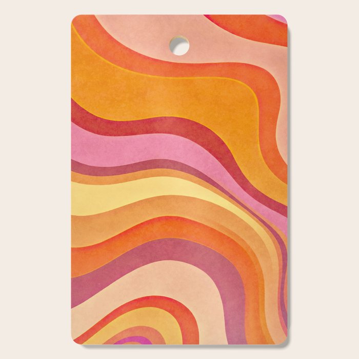 Retro Groovy Wavy Watercolor Color Block Hot Summer Vibes Cutting Board Gallery Image 1