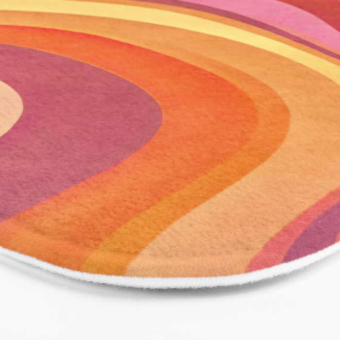 Retro Groovy Wavy Watercolor Color Block Hot Summer Vibes Bath Mat Gallery Image 3