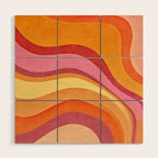 Retro Groovy Wavy Watercolor Color Block Hot Summer Vibes Wood Wall Art Gallery Image 1