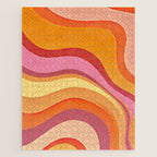 Retro Groovy Wavy Watercolor Color Block Hot Summer Vibes Jigsaw Puzzle Gallery Image 1