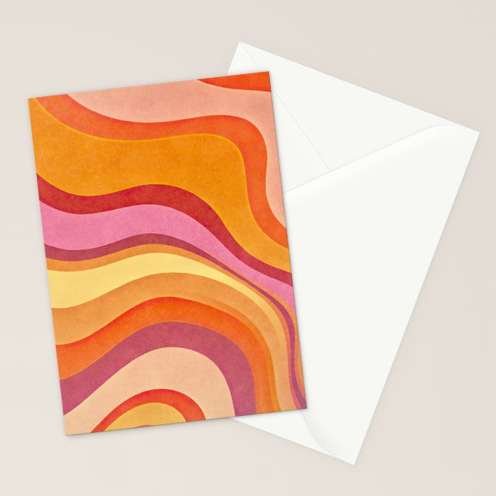 Retro Groovy Wavy Watercolor Color Block Hot Summer Vibes Stationery Card Gallery Image 2