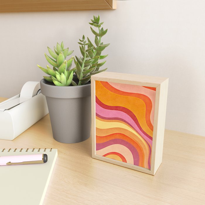 Retro Groovy Wavy Watercolor Color Block Hot Summer Vibes Mini Art Print Gallery Image 2