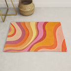 Retro Groovy Wavy Watercolor Color Block Hot Summer Vibes Rug Gallery Image 1
