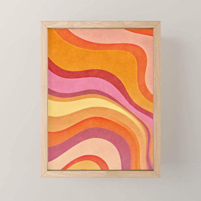 Retro Groovy Wavy Watercolor Color Block Hot Summer Vibes Mini Art Print Gallery Image 1