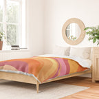 Retro Groovy Wavy Watercolor Color Block Hot Summer Vibes Duvet Cover Gallery Image 2