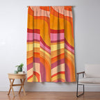 Retro Groovy Wavy Watercolor Color Block Hot Summer Vibes Window Curtain Gallery Image 5