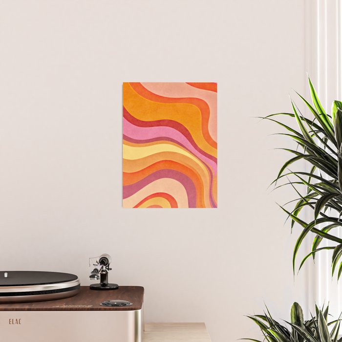 Retro Groovy Wavy Watercolor Color Block Hot Summer Vibes Poster Gallery Image 2