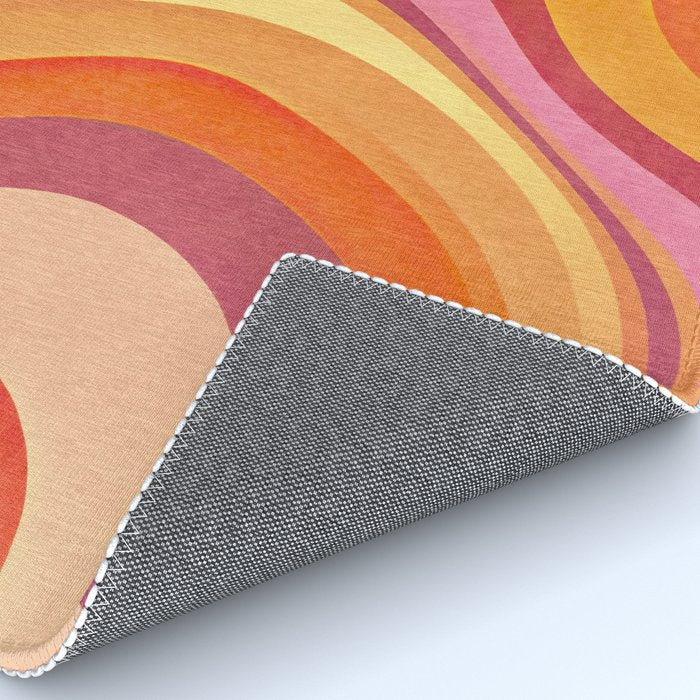 Retro Groovy Wavy Watercolor Color Block Hot Summer Vibes Rug Gallery Image 4