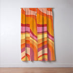 Retro Groovy Wavy Watercolor Color Block Hot Summer Vibes Window Curtain Gallery Image 3