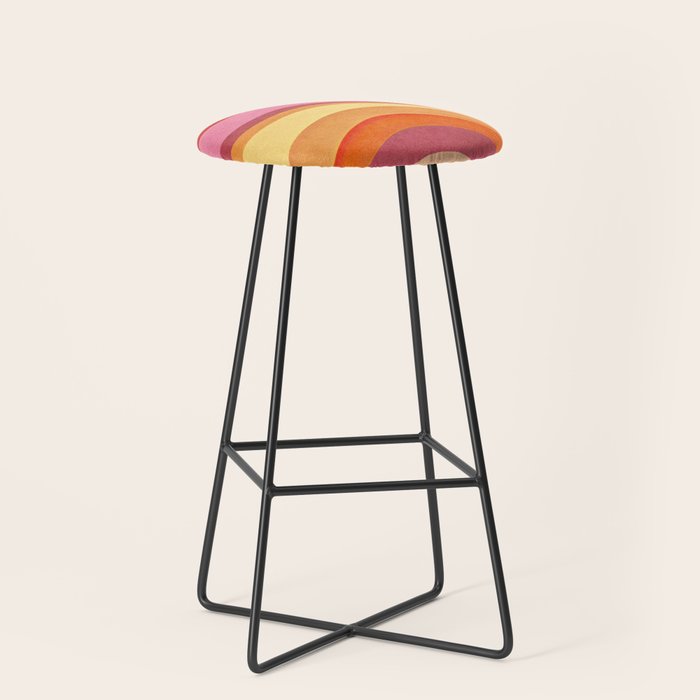 Retro Groovy Wavy Watercolor Color Block Hot Summer Vibes Stool Gallery Image 1