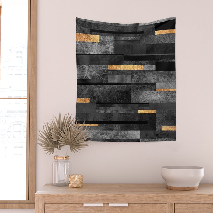 Urban Black & Gold Wall Tapestry Gallery Image 2