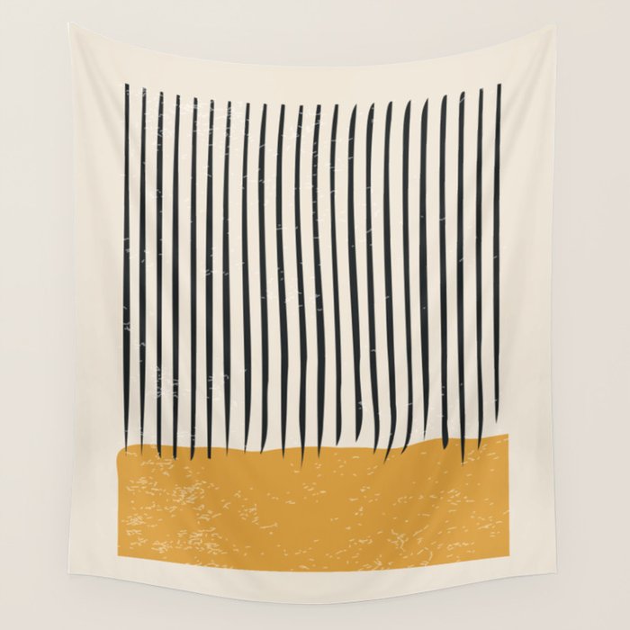 Mid Century Modern Minimalist Rothko Inspired Color Field With Lines Geometric Style Wall Tapestry Gallery Image 4