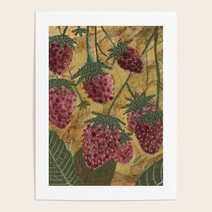 Strawberry Garden in Forest Green Poster Gallery Image 4