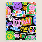Retro cartoon sticker label pattern Jigsaw Puzzle Gallery Image 1
