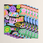 Retro cartoon sticker label pattern Wrapping Paper Gallery Image 3