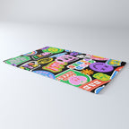 Retro cartoon sticker label pattern Rug Gallery Image 3