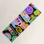 Retro cartoon sticker label pattern Yoga Mat Gallery Image 1