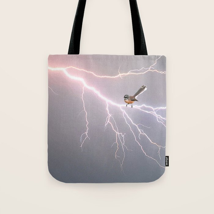 Bird on lightning bolt - Fantail Tote Bag Gallery Image 1