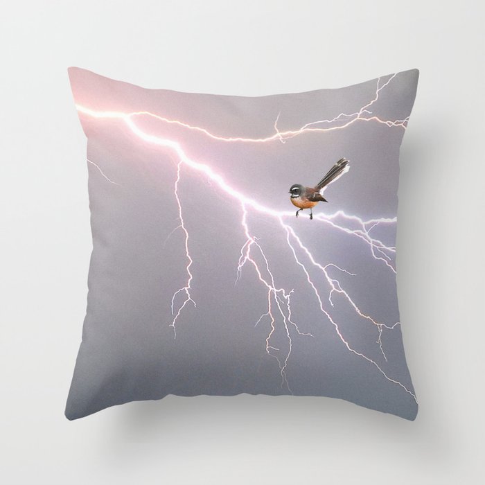Bird on lightning bolt - Fantail Throw Pillow Gallery Image 1