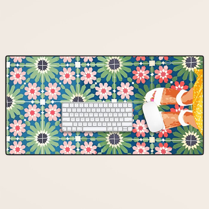 For The Love of Tiles | Moroccan Modern Bohemian Décor | Exotic Travel Watercolor Painting Desk Mat Gallery Image 1