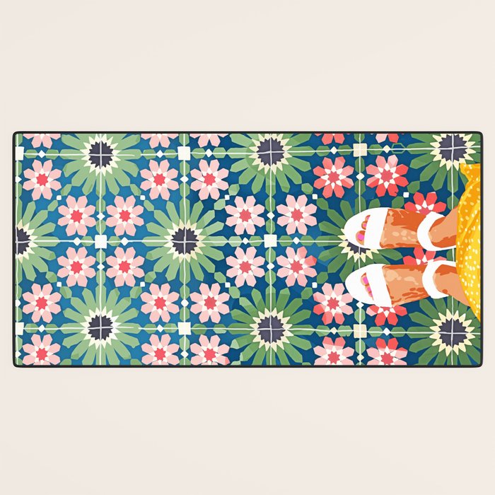 For The Love of Tiles | Moroccan Modern Bohemian Décor | Exotic Travel Watercolor Painting Desk Mat Gallery Image 3