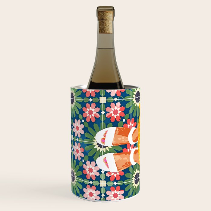 For The Love of Tiles | Moroccan Modern Bohemian Décor | Exotic Travel Watercolor Painting Wine Chiller Gallery Image 3