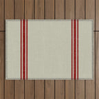 Vintage French Country Grainsack Berry Linen Outdoor Rug Gallery Image 1