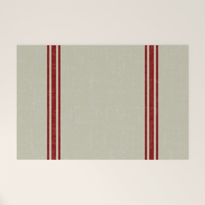 Vintage French Country Grainsack Berry Linen Welcome Mat Gallery Image 1