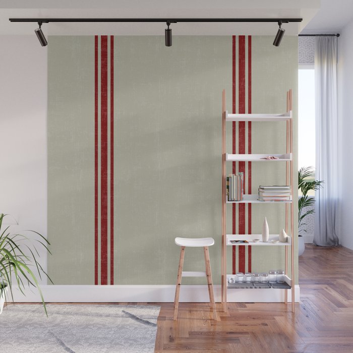 Vintage French Country Grainsack Berry Linen Wall Mural Gallery Image 1