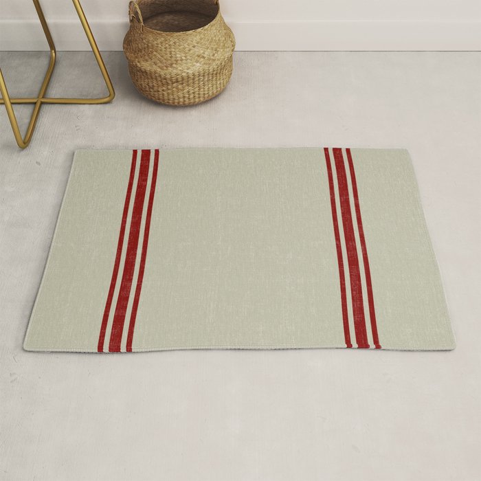 Vintage French Country Grainsack Berry Linen Rug Gallery Image 1